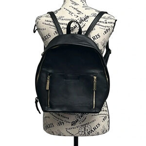 Big Buddha Backpack Purse Black Vegan Leather 9x11x5 Gold Hardware N85